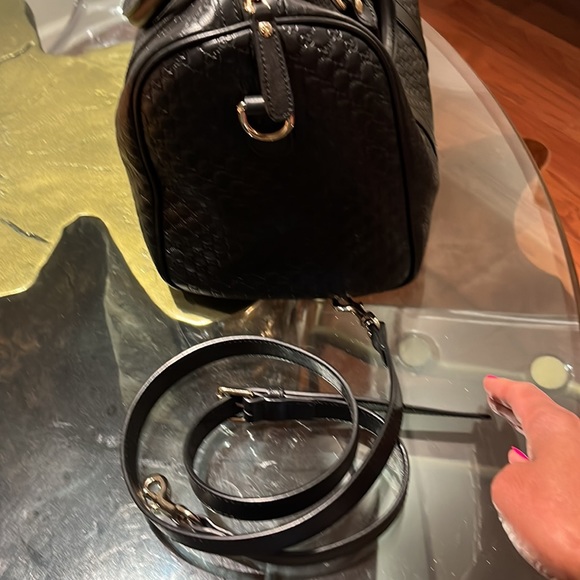Authentic Gucci Microguccisima GG Black Leather Embossed Boston bag - Picture 5 of 12